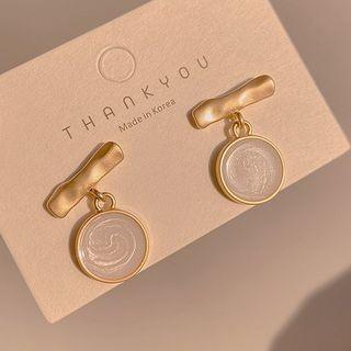 Bar Disc Glaze Alloy Dangle Earring 1 Pair - Gold - One Size