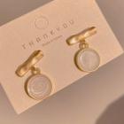 Bar Disc Glaze Alloy Dangle Earring 1 Pair - Gold - One Size