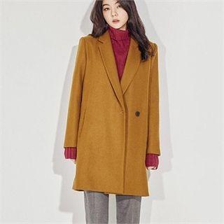 One-button Wool Blend Tailored Coat