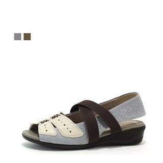 Genuine Leather Wedge-heel Sandals