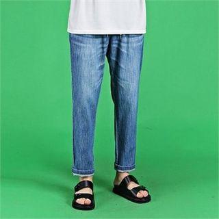 Band-waist Wahsed Jeans