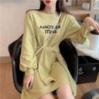Lettering Lantern-sleeve T-shirt Dress
