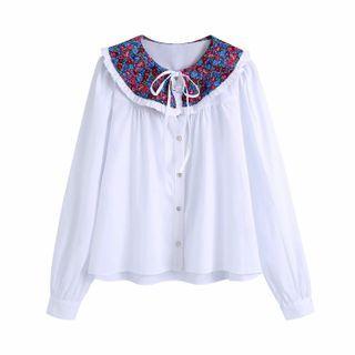 Floral Print Collar Blouse