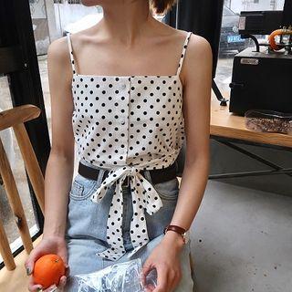 Dotted Tie-front Camisole Top