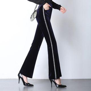 Glitter Stripe Velvet Wide Leg Pants