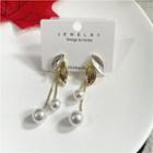 Leaf Faux Pearl Drop Earring 1 Pair - Gold - One Size