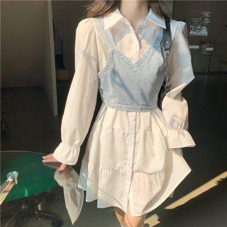 Denim Cropped Camisole Top / Mini A-line Shirtdress