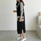 V-neck Knit Long Overall Dress