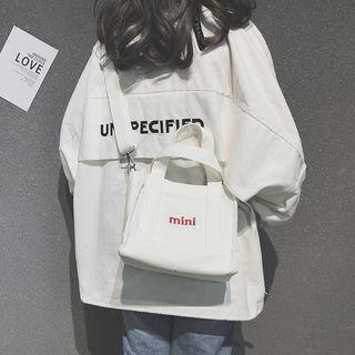 Letter Embroidered Canvas Crossbody Bag