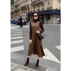 Sleeveless Long Pleat Dress Brown - One Size
