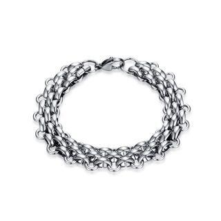 Fashion Domineering Geometric Interlocking 316l Stainless Steel Bracelet Silver - One Size