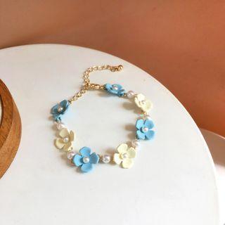 Flower Bracelet 1 Pc - Flower - Blue & Yellow - One Size