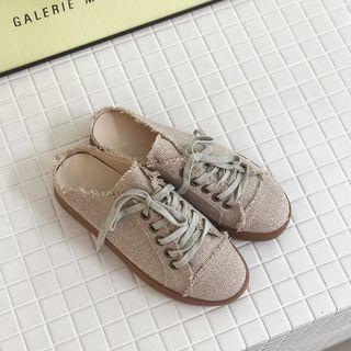 Lace-up Tweed Slide Sandals