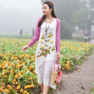 Linen Cotton Mock Two-piece Dress