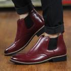Genuine-leather Wing-tip Ankle Boots