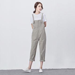 Plain Capri Pinafore Jumpsuit