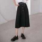 Set: Plain A-line Midi Dress + Heart Waist Chain