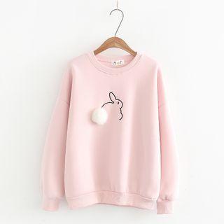 Rabbit Embroidered Pom Pom Detail Sweatshirt