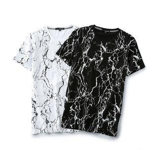 Marble Print Short Sleeve T-shirt