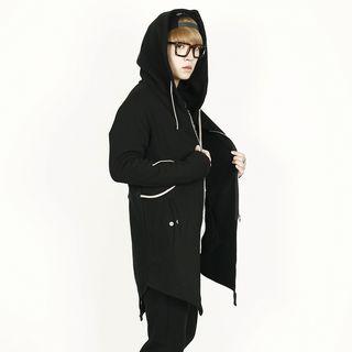 Slit-hem Long Zip-up Hoodie