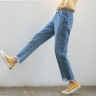 Straight-leg Washed Jeans
