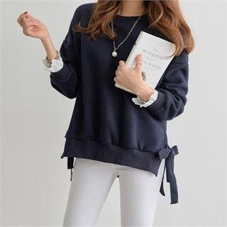 Tie-side Crochet-trim Sweatshirt