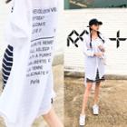 Lettering Loose-fit Long Shirt