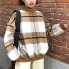 Mock Neck Plaid Sweatshirt