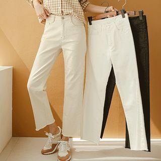 Fray-hem Straight Leg Pants