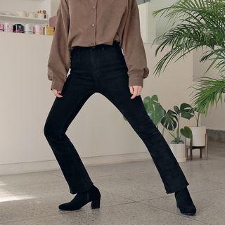 Cut-hem Semi Boot-cut Pants