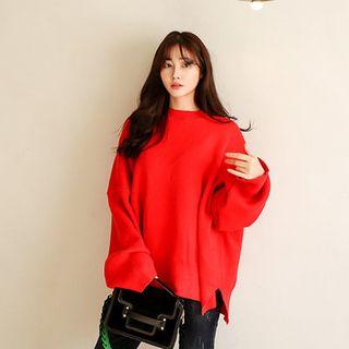 Drop-shoulder Long-sleeve Knit Top