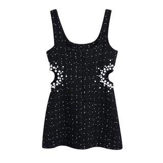 Dotted Sleeveless Cut-out Sheath Mini Dress