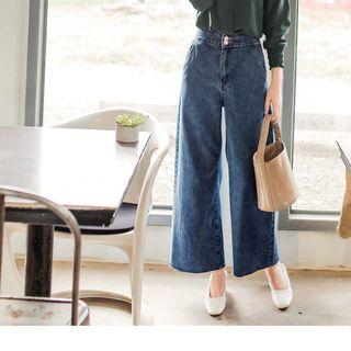 High Waist Washed Wide-leg Jeans
