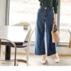 High Waist Washed Wide-leg Jeans