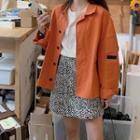 Cargo Shirt Jacket / Leopard-print Mini A-line Skirt / Short-sleeve T-shirt