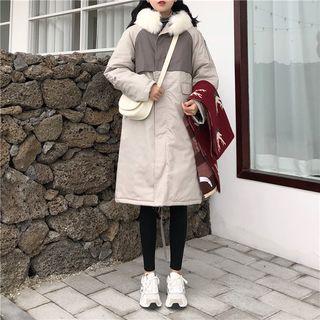 Furry Trim Padded Coat As Shown In Figure - One Size