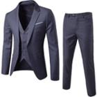 Set: Button-up Vest + Blazer + Straight-cut Pants