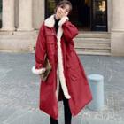 Fleece-lined Drawstring Midi Zip Coat