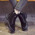 Rivet Buckled Lace-up Short Boots