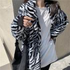 Zebra Print Zip Jacket Zebra - Black & White - One Size