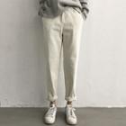 Drawstring-waist Brushed-fleece Lined Tapered Pants
