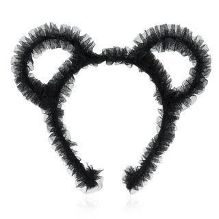 Bear Ear Mesh Headband Headband - Black - One Size