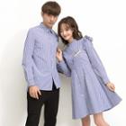 Couple Matching Striped Shirt / Striped A-line Shirt Dress