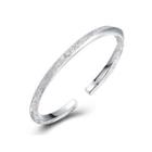 925 Sterling Silver Simple Fashion Frosted Geometric Bangle Bracelet Silver - One Size