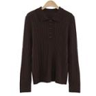 Polo Knit Pullover Coffee - One Size