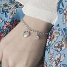 Rhinestone Heart Alloy Bracelet As Shown In Figure - One Size