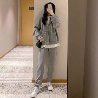 Set: Zip-up Hoodie + Straight-leg Jogger Pants