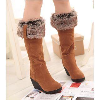 Wedge Furry Lined Tall Boots