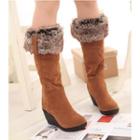 Wedge Furry Lined Tall Boots