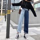 Two-tone Straight-fit Cropped Jeans